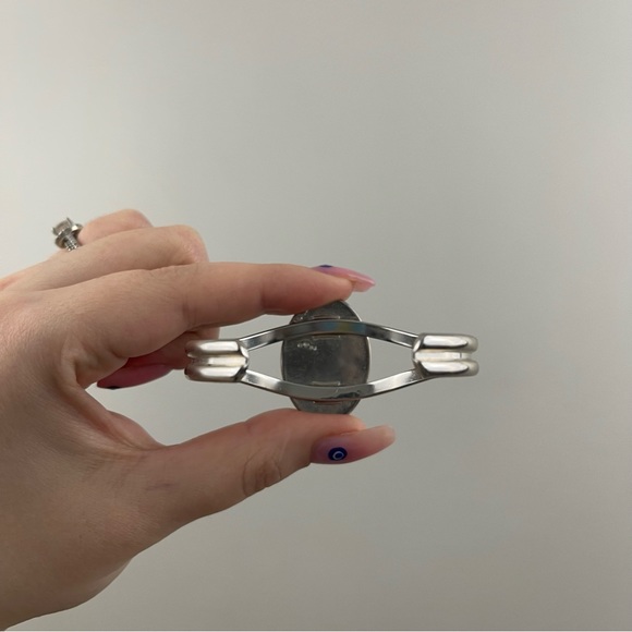 Vintage Y2K Turquoise Stone Standing Unicorn Adjustable Statement Bracelet - Picture 4 of 5